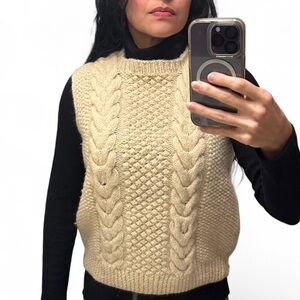 Vintage Cable Knit Turtleneck Sweater Vest OVER SIZE!